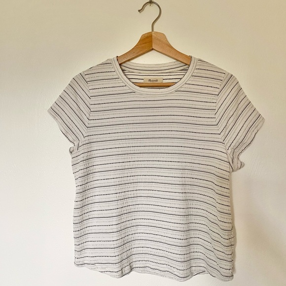 Madewell Black and White Striped Short Sleeve Tee - Picture 1 of 7